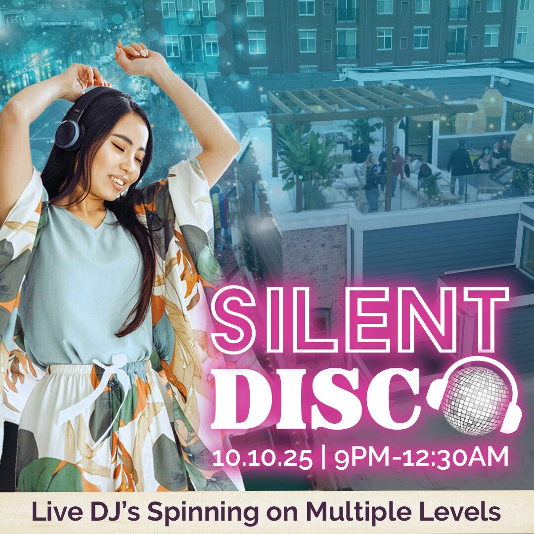 RUMBA Silent Disco 10.10.25 | 9PM-12:30Am where live DJ's are spinning on multiple levels.
