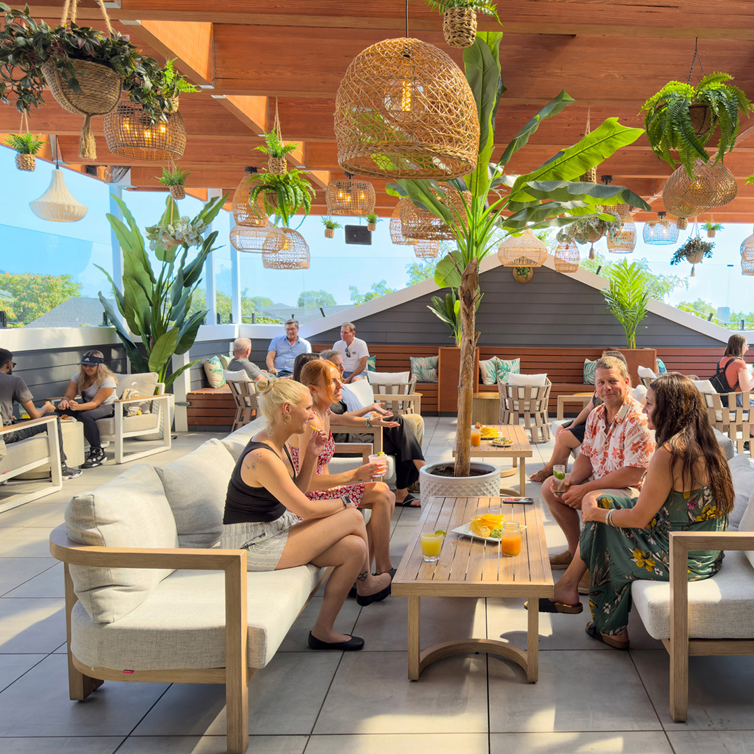 RUMBA Patchogue's beautiful rooftop Après Lounge during the day
